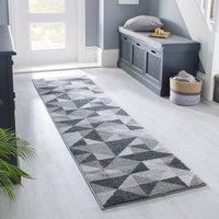 Geo Squares Stair Runner Charcoal