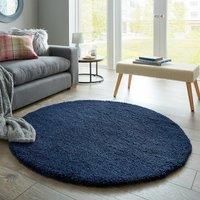Cosy Teddy Round Rug Navy