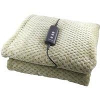 Schallen Waffle Soft Fleece Heated Electric Throw Over Blanket Honeycomb Overblanket with Timer and 10 Heat Settings for Sofa and Bed | Machine Washable | Large 160 x 120cm (Khaki | Sage Green)