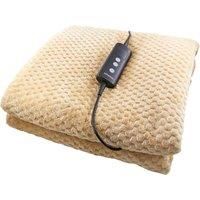 Schallen Waffle Soft Fleece Heated Electric Throw Over Blanket Honeycomb Overblanket with Timer and 10 Heat Settings for Sofa and Bed | Machine Washable | Large 160 x 120cm (Mink | Neutral)
