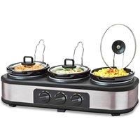 Schallen Triple Slow Cooker Stainless Steel Stew & Stir Brushed Silver Energy ++