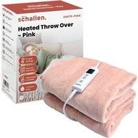 Schallen 120x160cm Luxury Soft Heated Warm Throw Over Blanket with Timer and 10 Heat Settings (Pink)