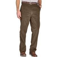 Chums Men's Cotton Corduroy Trousers with Hidden Extra Waistband in Olive | Size: 40R