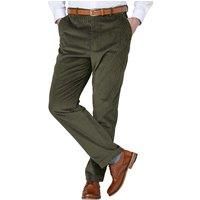 Chums Men's Cotton Corduroy Trousers with Hidden Extra Waistband in Olive | Size: 38XL