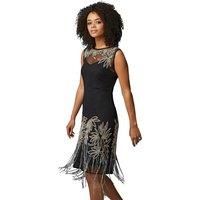 Roman The Great Gatsby Charleston Vintage 1920s Embellished Flapper Dress in Black 18 female