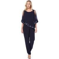 Roman Originals Women's Sequin Trim Overlay Jumpsuit
