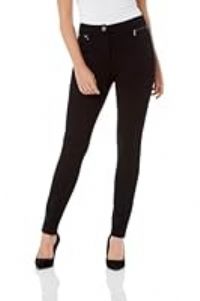 Roman Originals Office Trousers for Women UK Ladies Ponte Stretch Jersey Scuba Thick Work Interview Slimming Corporate Smart Formal Long Straight Ankle Grazer Pants - Black - Size 16