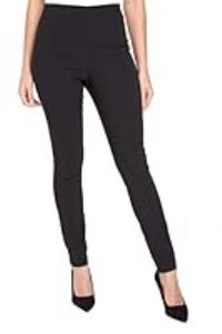 Roman Originals Stretch Trousers for Women UK Ladies High Waisted Pants Pull On Leggings Smart Slimming Office Work Fitted Tailored Tapered Regular & Plus Sizes - Black - Size 20