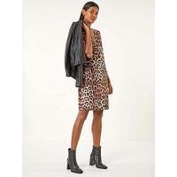 Roman Originals Women Leopard Animal Print Dress with Pockets