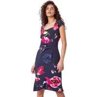 Roman Originals Women Floral Print Midi Ruffle Hem Dress