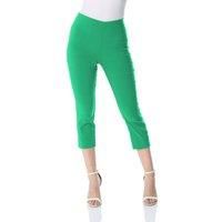 Roman Women's Cropped Stretch Trouser Capri Summer Leggings 3/4 Pedal Pushers in Green | Size: 18