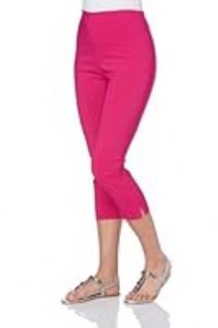 Roman Originals Cropped Trousers for Women UK Ladies Capri Leggings Summer Pants Short Crop Stretch 3/4 Length Three Quarter Pedal Pusher Clothes Elasticated Bengaline - Cerise Pink - Size 18