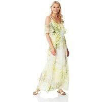 Roman Originals Women Cold Shoulder Chiffon Floral Maxi Dress