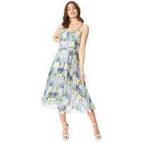 Roman Check Print Pleated Chiffon Midi Dress 10 female