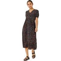 Roman Originals Dusk Fashion Women Ditsy Spot Button Through Midi Dress - Ladies Spring Everyday Summer Evening Vacation Work Holiday Short Sleeve Smart Casual - Black - Size 8