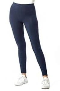 Roman Originals Stretch Leggings for Women UK Ladies Yoga Pants Gym Fitness Trousers Cotton High Waisted Pull On Elasticated Waist Smart Casual Tummy Control Thick Shapewear - Navy - Size 20
