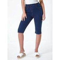 Denim Stretch Knee Length Pedal Pusher - Ladies Roman Originals Womens