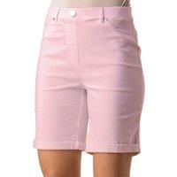 Roman Originals Stretch Shorts for Women UK Ladies Pull On Turned Hem Cut Off Bengaline Mom Boyfriend Boy Denim Casual Cropped Pants Capri Slim Fit Turn Up Summer Crops Mother - Pink - Size 14