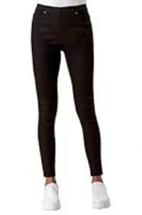 Roman Originals Jeggings for Women UK Jean Ladies Stretchy Trousers Denim Leggings High Waist Rise Pull On Skinny Straight Leg Cotton Pants Smart Casual - Premium Black (29 inch) - Size 10