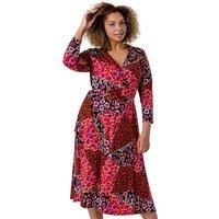 Patchwork Floral Print Wrap Dress - Ladies Roman Curve Women