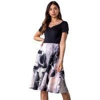 Contrast Floral Print Fit & Flare Dress - Ladies Roman Originals Women