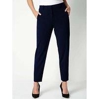 Roman Originals Office Trouser for Women UK Ladies Professional Suits Pants Stretch Interview Formal Tailored Straight Tapered Pencil Curve Plus Petite Size - Regular Navy Blue (28 inch) - Size 18