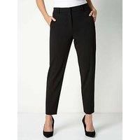 Roman Originals Work Trousers for Women UK Ladies Office Smart Stretch Suit Pants Cigarette Straight Leg Tailored High Elasticated Waist Tapered Ankle Grazer Slim - Long Black (31 inch) - Size 20