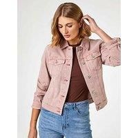 Roman Originals Jean Denim Jacket for Women UK - Ladies 100% Cotton Summer Casual Stretch Crop Smart Utility Trucker Biker Fitted Vintage Light Wash Faded Classic Jeans Work - Rose - Size 14