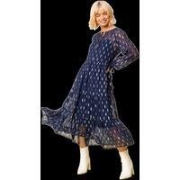 Foil Print Shimmer Tiered Dress - Ladies Dusk Fashion Women