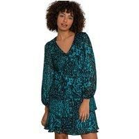 Tiered Satin Animal Print Dress - Ladies Dusk Fashion Women