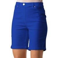 Roman Originals Stretch Shorts for Women UK Ladies Pull On Turned Hem Cut Off Bengaline Mom Boyfriend Boy Denim Casual Cropped Pants Capri Slim Fit Turn Up Summer Crops Mother - Royal Blue - Size 22