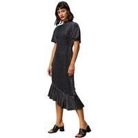 Roman Originals Women Shimmer Asymmetric Hem Dress - Ladies Spring Everyday Summer Evening Vacation Work Holiday Short Sleeve Smart Casual - Black - Size 18