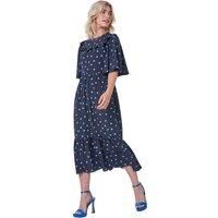 Spot Print Angel Sleeve Maxi Dress