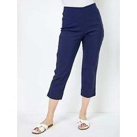 Roman Originals Cropped Trousers for Women UK Ladies Capri Leggings Summer Pants Short Crop Stretch 3/4 Length Three Quarter Pedal Pusher Clothes Elasticated Bengaline Cut Off - Navy Blue - Size 12