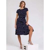Spot Print Jersey Stretch Dress - Ladies Roman Originals Women