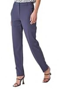 Roman Originals Work Trousers for Women UK Ladies Office Smart Stretch Suit Pants Cigarette Straight Leg Tailored High Elasticated Waist Tapered Ankle Grazer Slim - Long Dark Grey (31 inch) - Size 18