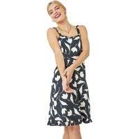 Roman Sleeveless Floral Frill Hem Dress for Women UK - Ladies