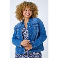 Roman Curve Cotton Denim Jacket 22-24 female