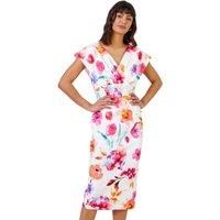 Floral Print Cross Front Midi Dress