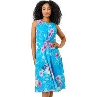 Roman Petite Women Floral Print Buckle Detail Dress - Ladies