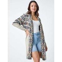 Aztec Print Tassel Hem Longline Cardigan - Ladies Roman Originals Women