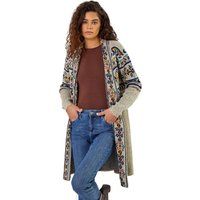 Roman Originals Women Cardigan - Ladies Longline Coatigan Tassel Open Front Cardi Winter Autumn Casual Textured Edge to Edge Yarn Patterned Comfy Work Going Out - Natural Sky Blue - Size 14