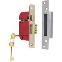 ERA Fire Rated Satin Nickel BS 5-Lever Mortice Sashlock 64mm Case - 44mm Backset (22716)