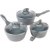 Salter BW02986G Marble Collection Forged Aluminium Non Stick 3 Piece Saucepan Set, 16/18/20 cm, Grey