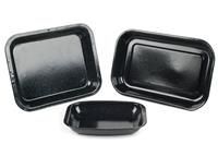 Russell Hobbs CW20701AR 3-Piece Vitreous Enamel Roaster and Chop Tray Set, Carbon Steel, Black