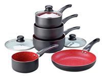 Russell Hobbs 5 Piece Non-Stick Aluminium Pan Set - Red Stone.