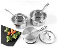 Salter BW06734 Timeless Collection 3 Piece Saucepan Set, Stainless Steel