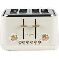 Salter Pebble 4 Slice Toaster Wide Slot 6 Browning Levels Removeable Tray Cream