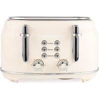 Salter EK5739CRM Retro 4-Slice Toaster – ­Wide Slots, 6 Browning Levels, Defrost, Reheat, Cancel Functions, Removable Crumb Tray, Extra Thick Bread/Bagels, High-Lift Eject, Self-Centring, 1630W, Cream