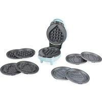 Giles & Posner EK6220GSBL Mini Waffle Maker – 5-in-1 Non-Stick Removable Cooking Plates for Celebrations, Christmas, Valentines, Halloween, Easter Waffles, Cool Touch, Easy Clean, Snack Maker, Blue